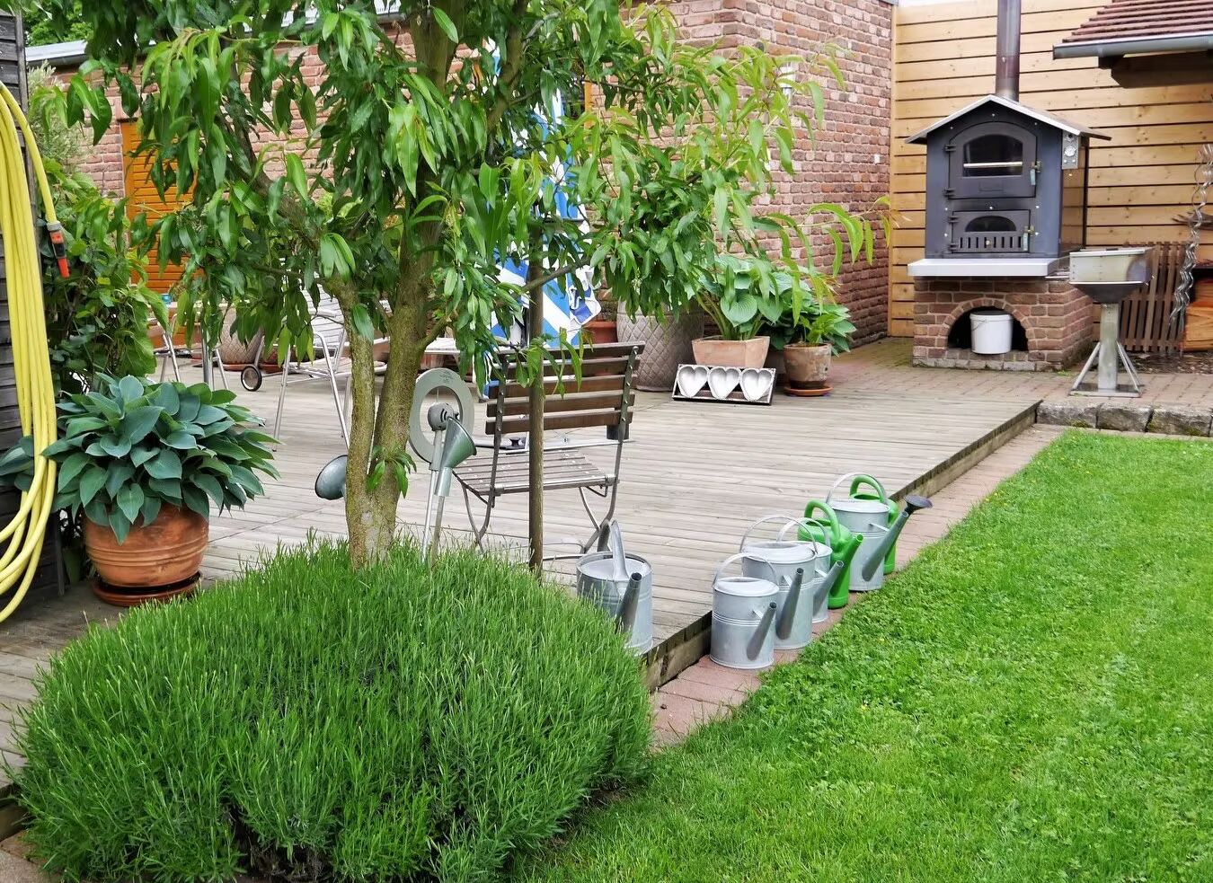 Cozy outdoor area with a traditional oven